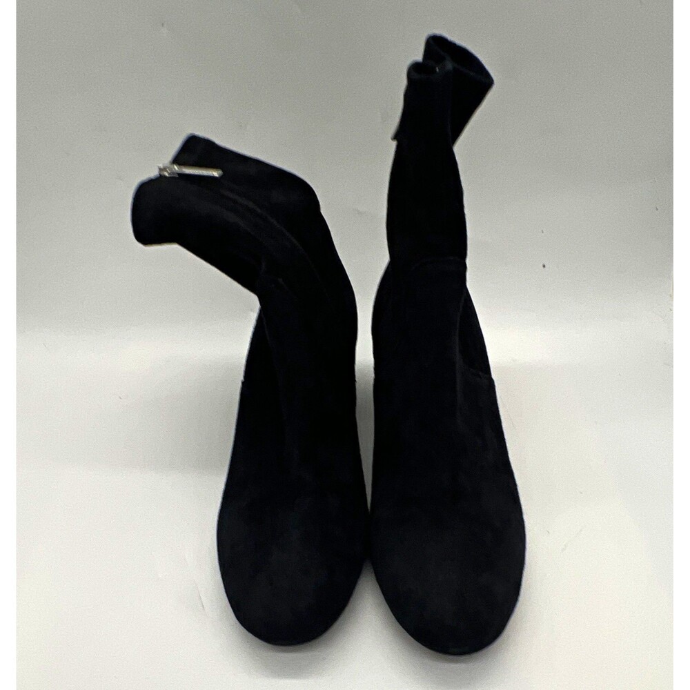 Aquatalia Black Suede Ankle Booties Side Zip Block Heel Round Toe US 11M